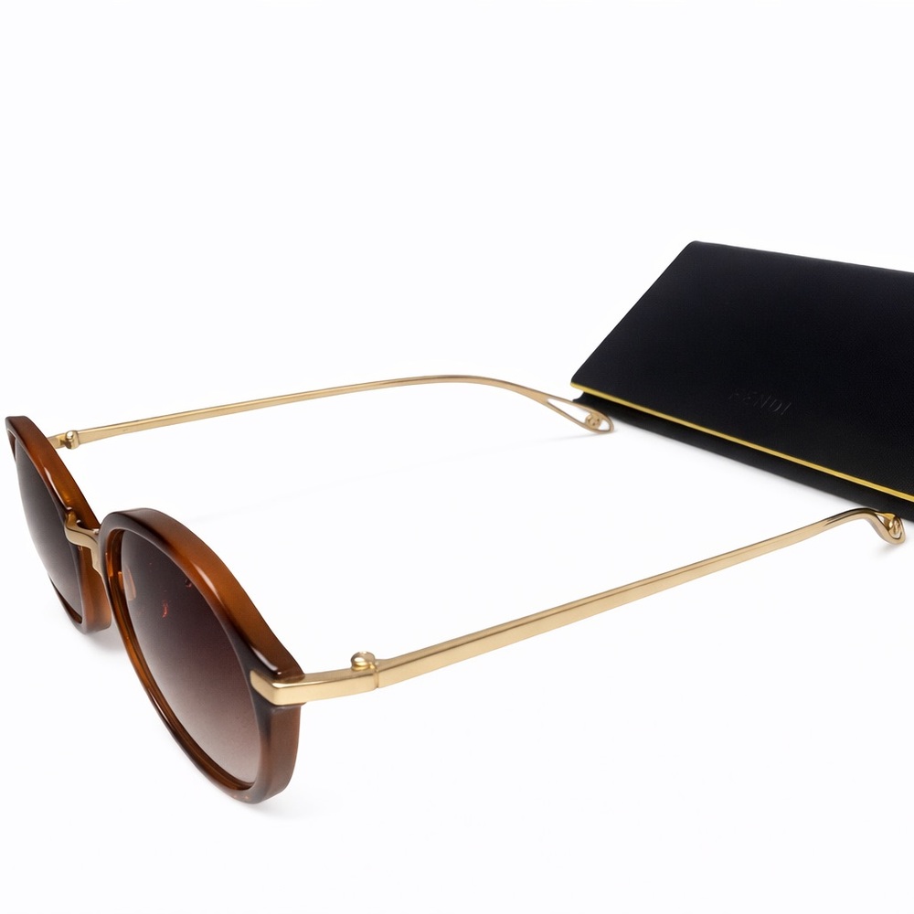 Fendi 9707 C3 Tortoise Shell Round Gradient Sunglasses 49-22-138 NWOT - Picture 11 of 11